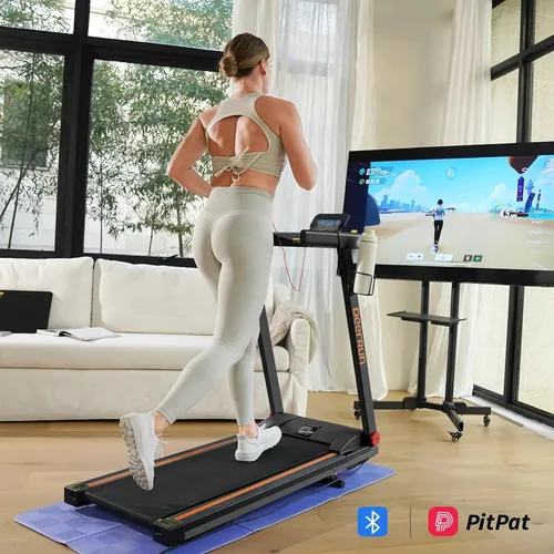Vista 4 de DeerRun Cintas de correr para el hogar con inclinación y asas, cinta de correr plegable de 3.0 HP para espacios pequeños, máquina de correr plegable