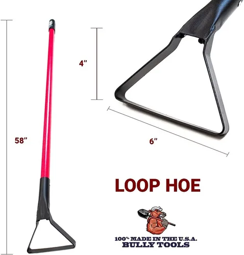 Vista 3 de BULLY TOOLS Azada de bucle de calibre 12 con mango de fibra de vidrio, herramienta de azada de jardín resistente para deshierbe, jardinería