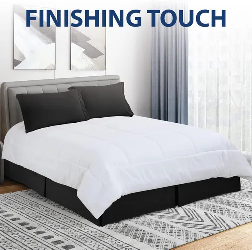 Vista 5 de Cathay Home Falda de cama plisada de microfibra de doble cepillado de fácil ajuste, ultra suave, resistente a la decoloración y a las arrugas