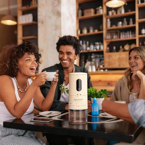 Vista 7 de First Grind - Molinillo de café recargable mientras se carga, molienda 1.7 veces más rápida con molinillo de café eléctrico portátil con 38 ajustes