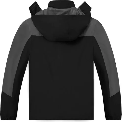 Vista 2 de TEZO Chaqueta impermeable para hombre, con capucha, rompevientos ligera
