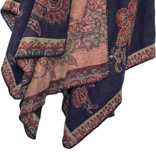 Vista 114 de Urban CoCo Poncho de colores para mujer, chal con frente abierto, color en bloques