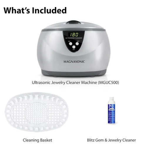 Vista 9 de Limpiador ultrasónico Magnasonic, tanque de acero inoxidable de 20 oz, temporizador digital, 5 modos de limpieza, con solución concentrada