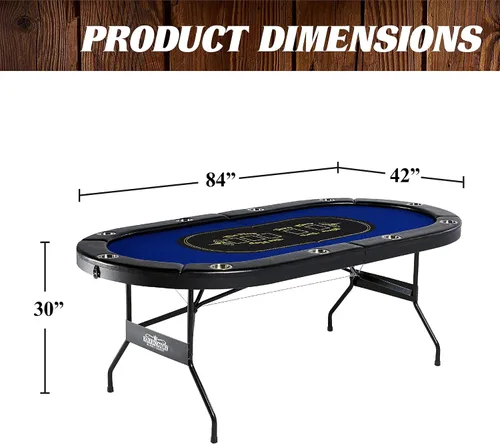 Vista 4 de Barrington Poker - Mesas de Póquer Plegables de Múltiples Estilos y Tableros de Mesa de Póquer/Colección de Mesa de Comedor, Mesas con Rieles