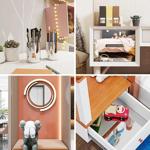 Vista 5 de FunStick Adhesivos de pared flexibles para espejos, 12 x 78.8 pulgadas, autoadhesivas, sin vidrio, adhesivos reflectantes para espejo de seguridad