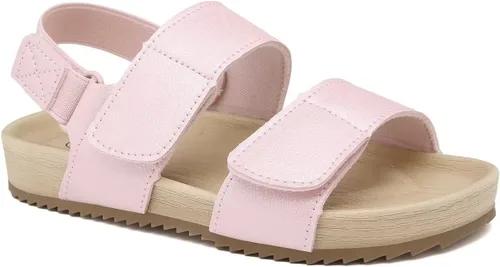 Cubufly Sandalias para niños pequeños, de doble correa, planas, cómodas, para verano, correas elásticas en la parte trasera con gancho