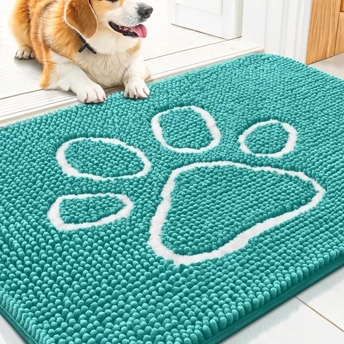 Vista 152 de Smiry Tapete para puerta de perro para patas fangosas, absorbente que atrapa la suciedad, antideslizante, de secado rápido, lavable, tapete
