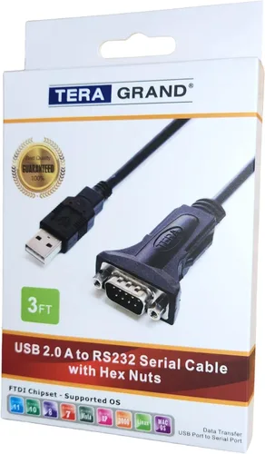 Vista 6 de Tera Grand - Cable adaptador USB 2.0 a RS232 Serial DB9 de 3 pies - Compatible con Windows 11, 10, 8, 7, Vista, XP, 2000, 98, Linux y Mac