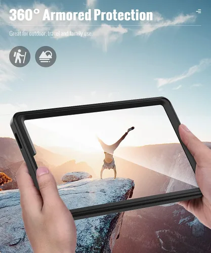 Vista 7 de MoKo Case Fit Samsung Galaxy Tab A7 Lite de 8.7 pulgadas 2021 (SM-T225/T220/T227), a prueba de golpes, cuerpo completo, resistente, con protector