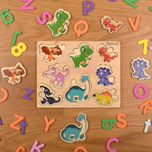 Vista 6 de Rompecabezas de madera para niños pequeños de 1 a 3 años - Juguetes educativos y de aprendizaje Montessori - Rompecabezas de madera para bebés de 1