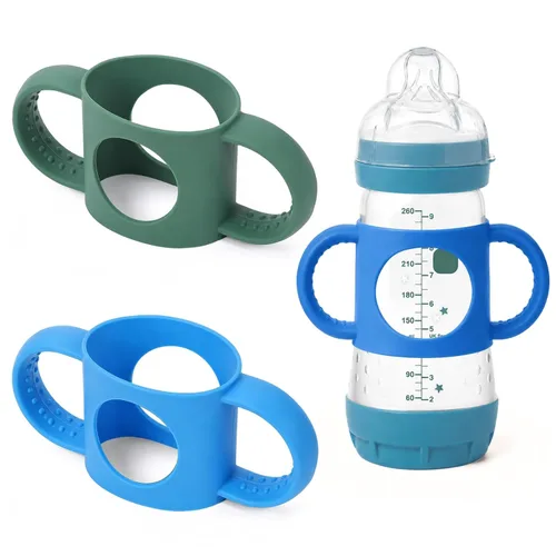 BUSOHA Paquete de 2 fundas de silicona para biberón de silicona MAM Azul + verde