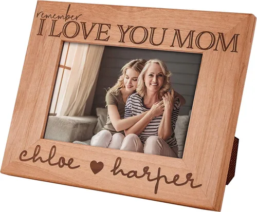 Marco de fotos personalizado para regalos de mamá de hija e hijo, 4 x 6, 5 x 7, 8 x 10 pulgadas, marco de fotos personalizado de madera de aliso