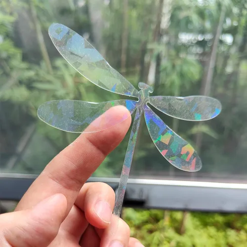 Vista 5 de Calcomanías holográficas para ventana para ataques de pájaros, recordatorio de vidrio, calcomanías autoadhesivas anticolisión, evita que los pájaros