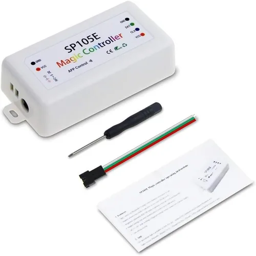 Vista 7 de ALITOVE 32.8ft 300 LEDs Bluetooth App WS2811 Dream Color direccionable RGB LED Tira de luz con controlador Bluetooth y fuente de alimentación de 12V