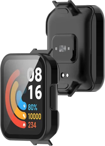 Vista 5 de Paquete de 2 fundas Senter de vidrio templado integrado compatible con Redmi Watch 2 lite, funda protectora de policarbonato duro ultrafina