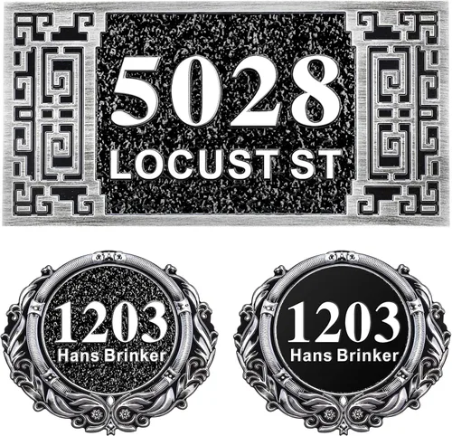 Vista 65 de Letrero de dirección fundido personalizado con número de casa, placa de dirección de casa de 12 pulgadas, letrero de número de Steet House