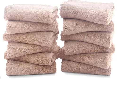 Vista 45 de TENSTARS Juego de 12 paños de alta calidad, secado rápido, terciopelo coral de microfibra suave, altamente absorbente, uso multiusos como baño, spa