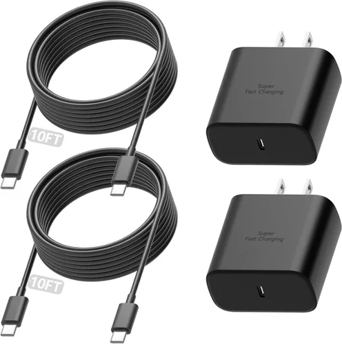 Vista 7 de Cargador súper rápido de 45 W para Samsung, cargador de teléfono Android, cable USB C a C de 10 pies de largo con bloque de carga PD/PPS de 45