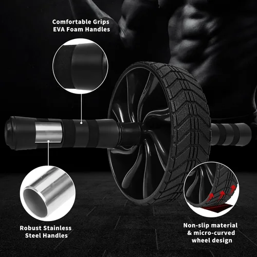 Vista 3 de Ab Roller Wheel - AGREJO Ab Workout Equipment for Abdominal & Core Strength Training, Home Gym Fitness Equipment, Exercise Wheel for Men Women