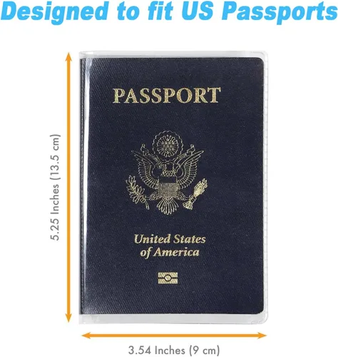 Vista 6 de Funda impermeable transparente para pasaporte, protector de pasaporte de plástico, artículos esenciales de viaje, unisex para adultos, con funda