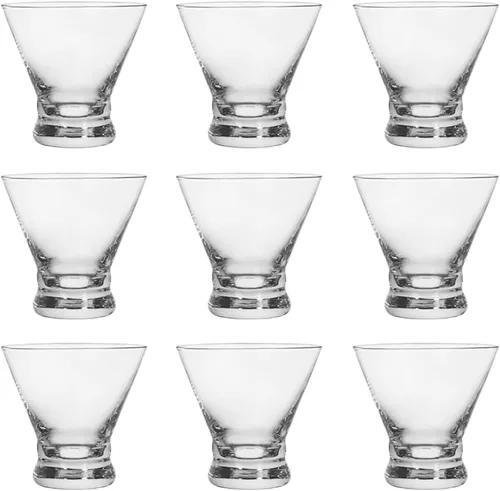 Vista 10 de Juego de 12 vasos de Martini – Copas de cóctel de diseño ceñido de 8 onzas con base pesada, construcción sin tallo para estabilidad – Vasos de barra