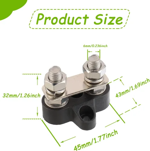 Vista 4 de M6 1/4 "Terminal Stud Battery Terminal Block 12-48V DC Bus Bar para RV Camper Barco
