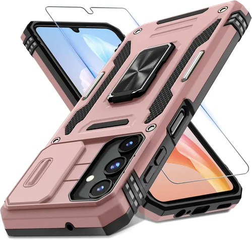 Vista 67 de DEERLAMN Funda para Samsung Galaxy A15 5G con cubierta deslizante para la cámara + protector de pantalla (1 paquete), soporte de anillo giratorio