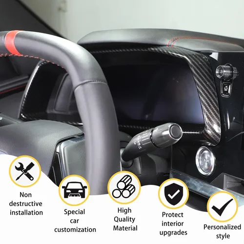 Vista 4 de Marco de cubierta de tablero de instrumentos compatible con Chevrolet Corvette C8 2020-2023, accesorios interiores (patrón de fibra de carbono)