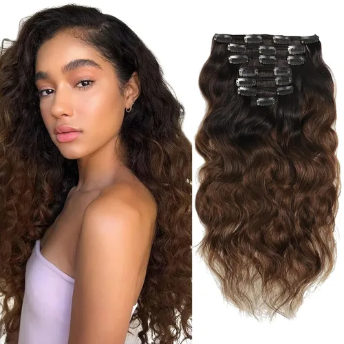 Vista 13 de Caliee 3B 3C Jerry Curly Extensiones de cabello humano con clip, Extensiones de cabello rizado de 12 pulgadas, Extensiones de cabello naturales