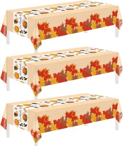 Vista 18 de Childom Paquete de 3 manteles de Halloween, manteles de plástico desechables de 54" x 108", decoraciones de Halloween, cubierta de mesa de plástico