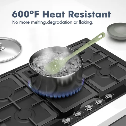 Vista 4 de ChefAide Juego de 3 espátulas de silicona, espátula de goma de grado alimenticio, mango fuerte mejorado con empuñadura ergonómica, resistente al