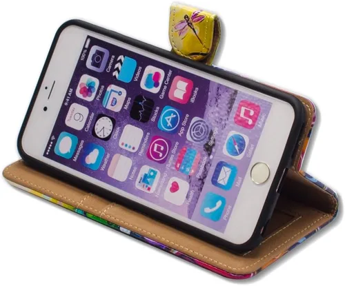 Vista 6 de Bcov Bcov - Funda para iPod Touch 7/iPod Touch 6, diseño de libélula colorida funda de piel con tapa y función atril para iPod Touch 7/6/5