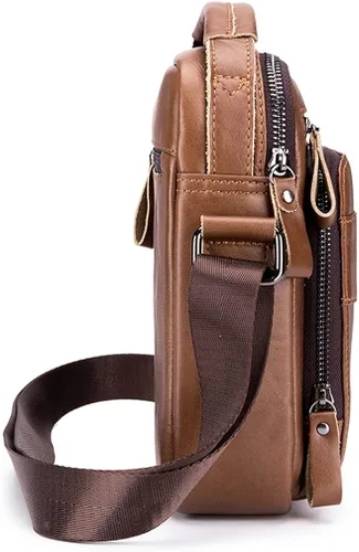 Vista 3 de Hebetag Small Leather Shoulder Bag Crossbody Pack for Men Outdoor Travel Business