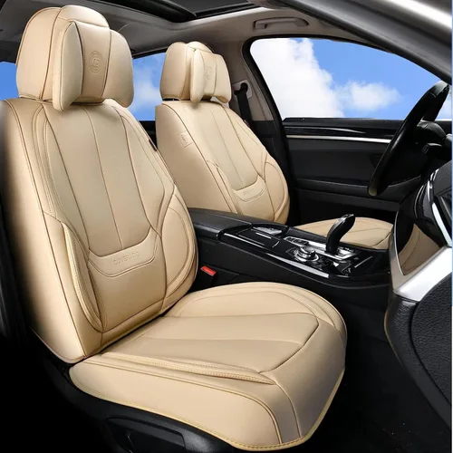 Vista 42 de Coverado Fundas de asiento de automóvil, fundas de asiento delantero, funda de asiento de automóvil beige, protector de asiento de automóvil