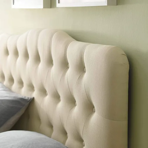 Vista 8 de Modway Annabel - Cabecero capitoneado con botones de tela de lino tapizado, tamaño Queen, color marfil