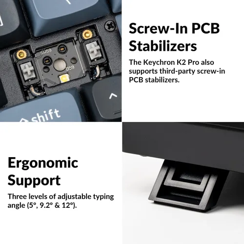 Vista 6 de Keychron Teclado mecánico inalámbrico K2 Pro QMKVIA, teclado macro programable personalizado con interruptor rojo K Pro intercambiable en caliente