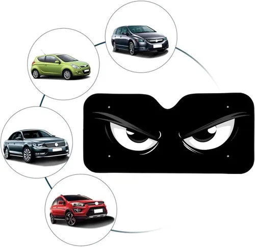 Vista 6 de SEANATIVE Funny Car Windshield Sun Shade UV Ray Sun Visor Protector Front Window Sunshade Angry Eyes Design Car Interior Accessories