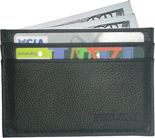 Vista 4 de Slim Minimalist Leather Wallet, Front Pocket Wallets,RFID Blocking,Credit Card Holder for Men&Women