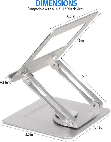 Vista 5 de Soporte giratorio para tableta para iPad/Kindle/PS/Switch/iPhone de 13 a 4.7 pulgadas, soporte ajustable para tablet para escritorio, cocina, PC