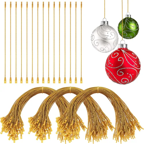 Nuanchu 300 perchas de adornos de Navidad, cuerdas de bloqueo a presión, cuerdas para colgar, cuerdas de poliéster, etiquetas de ropa, cuerdas para