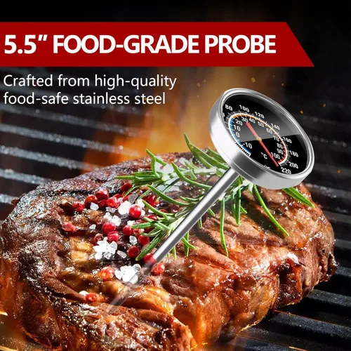 Vista 3 de Termómetro de carne – Termómetro de lectura instantánea para alimentos con sonda de acero inoxidable de 5.5 pulgadas para cocinar, bistec, pan
