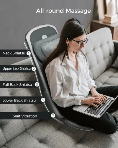 Vista 4 de ALLJOY Almohadilla masajeadora para silla de espalda, masajeador Shiatsu, masajeador de espalda, cojín de masaje de espalda para silla con calor