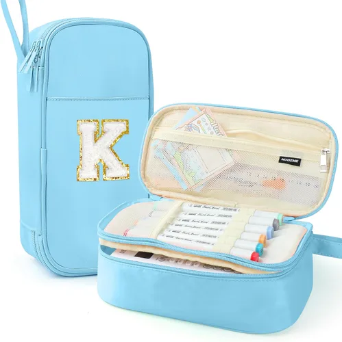 Vista 51 de Estuche Grande para Lápices, Bolsa de Lápices de Gran Capacidad, Bolsa de Lápices Personalizada con Inicial con Cremallera Suave, Múltiples