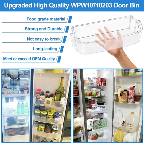 Vista 6 de [2 PAQUETES] UPGRADED WPW10710203 Contenedor para Puerta de Refrigerador Compatible con Partes de Estante para Puerta de Refrigerador Kenmore
