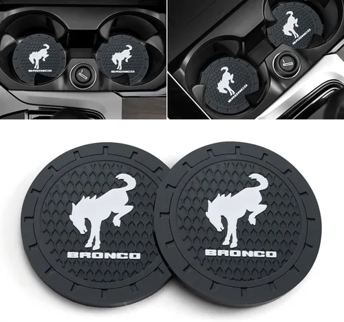 Car Cup Holder Coaster for Ford Bronco Sport Recessed Silicone Cupholder Coaster Interior Accessories 2.75in 2Pack Black