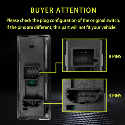Vista 4 de Interruptor 4x4 4WD Interruptor selector de tracción en cuatro ruedas 8 PINS + 3 PINS Revisión requerida Reemplazo para Chevy, GMC 1500 2500