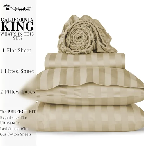 Vista 299 de URBANHUT Juego de sábanas de algodón egipcio de 1000 hilos tamaño completo, 4 piezas, suaves y transpirables, sábanas de hotel de lujo que se