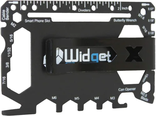 Vista 9 de W4W, Herramienta de bolsillo multiuso para supervivencia - 43 en 1 - Multiherramienta Ninja tamaño tarjeta de crédito con clip para dinero (Plata)