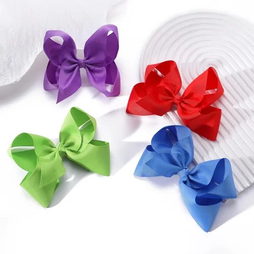 Vista 7 de 20 lazos grandes para el cabello de 6 pulgadas para niñas, cinta de grogrén, accesorios para el cabello con pinzas de cocodrilo para bebés, niñas