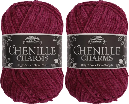 Vista 18 de JubileeYarn - Hilo de chenilla, 3.53 oz/pastel, peso peinado, circonita, terciopelo blanco, 1 pastel